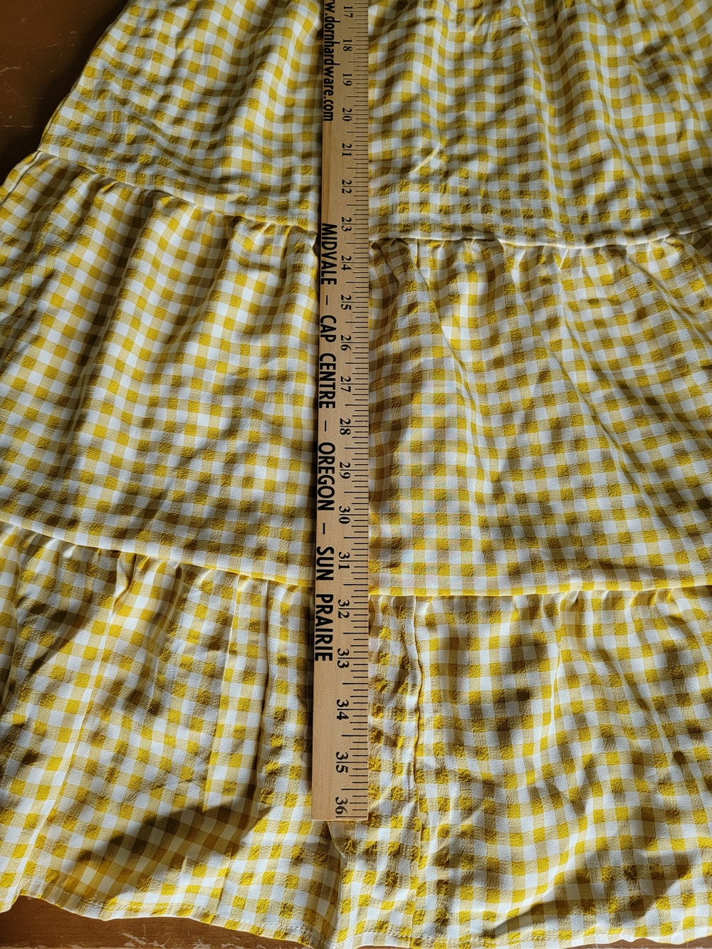 *SALE 2/$20* Womens Yellow Gingham Tiered Mini Dress 100% Cotton Size S - Picture 8 of 14